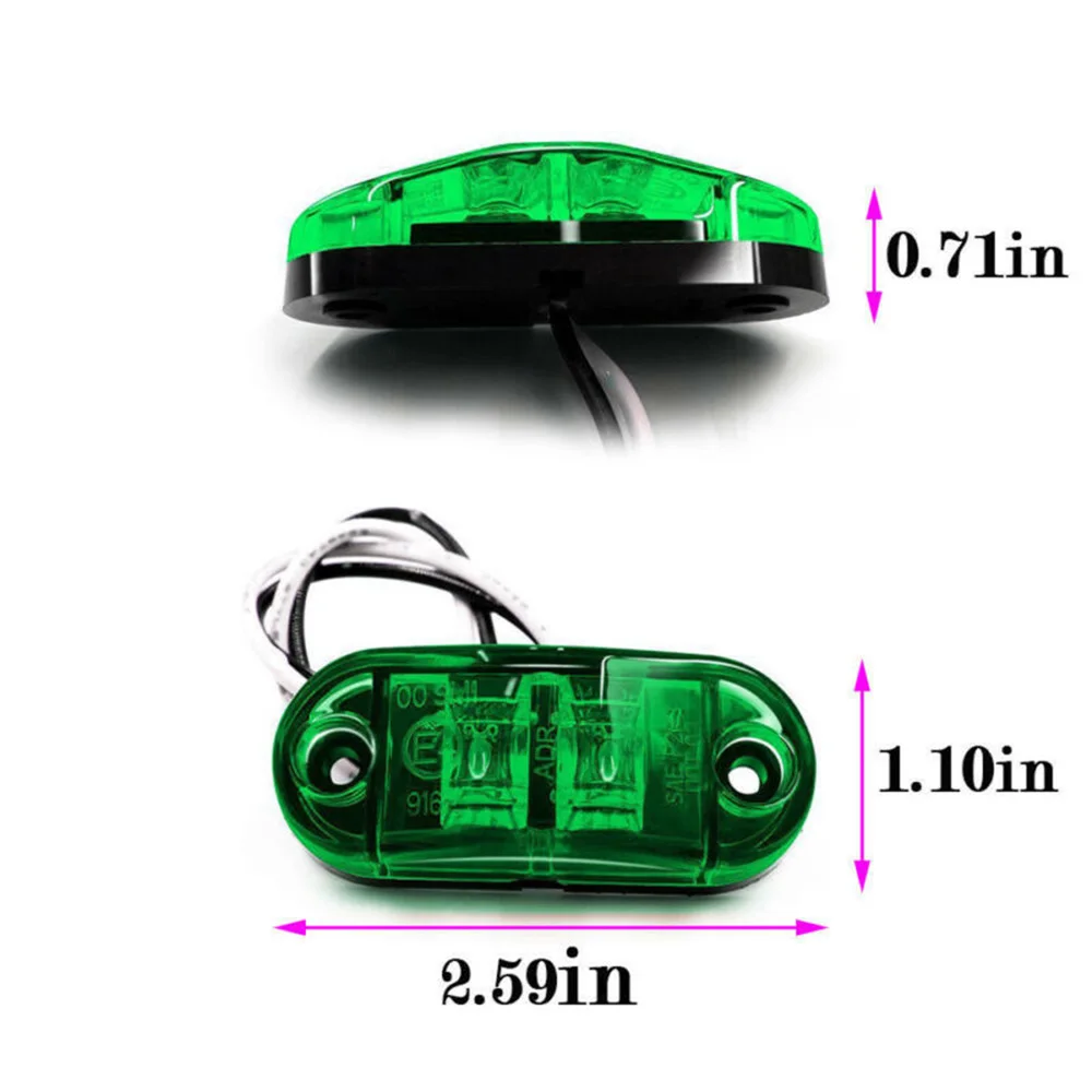 

10pcs/set Green LED Turn Signals Lights Side Marker Lamps Blinker Flasher Accessories For Truck Trailer Van Waterproof 12V-24V