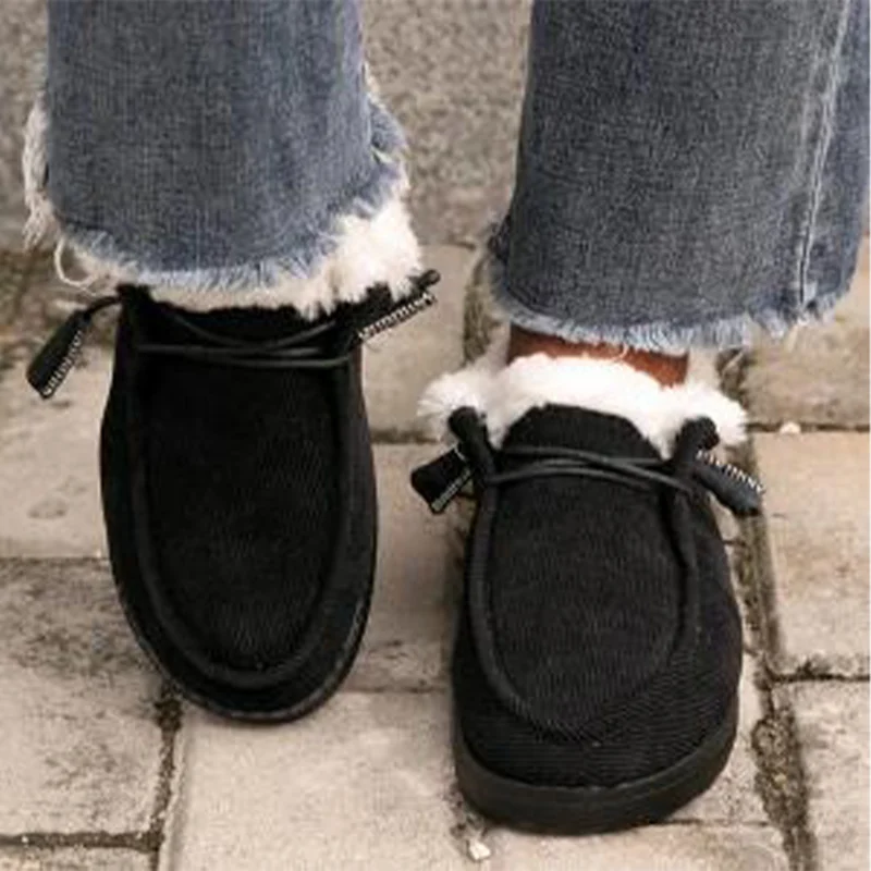 

Women Winter Warm Loafers Ladies Short Plush Flats Female Slip On Platform Casual Shoes Comfort Soft Hot Fluffy Moccasin