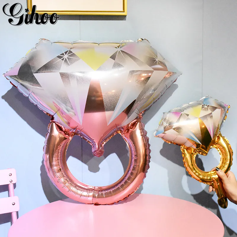 

1pc Rose Gold Diamond Ring Foil Balloon Bride to Be Letter Balloon Valentine's Day Wedding Decorations Engagement Party Supplies