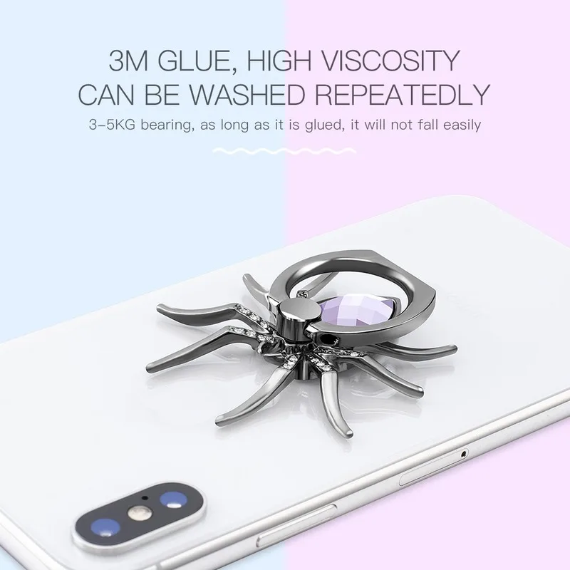 

Diamond Metal Spider Mobile Phone Finger Ring Holder 360 Rotate Stand for iPhone Sumsang Huawei Xiaomi