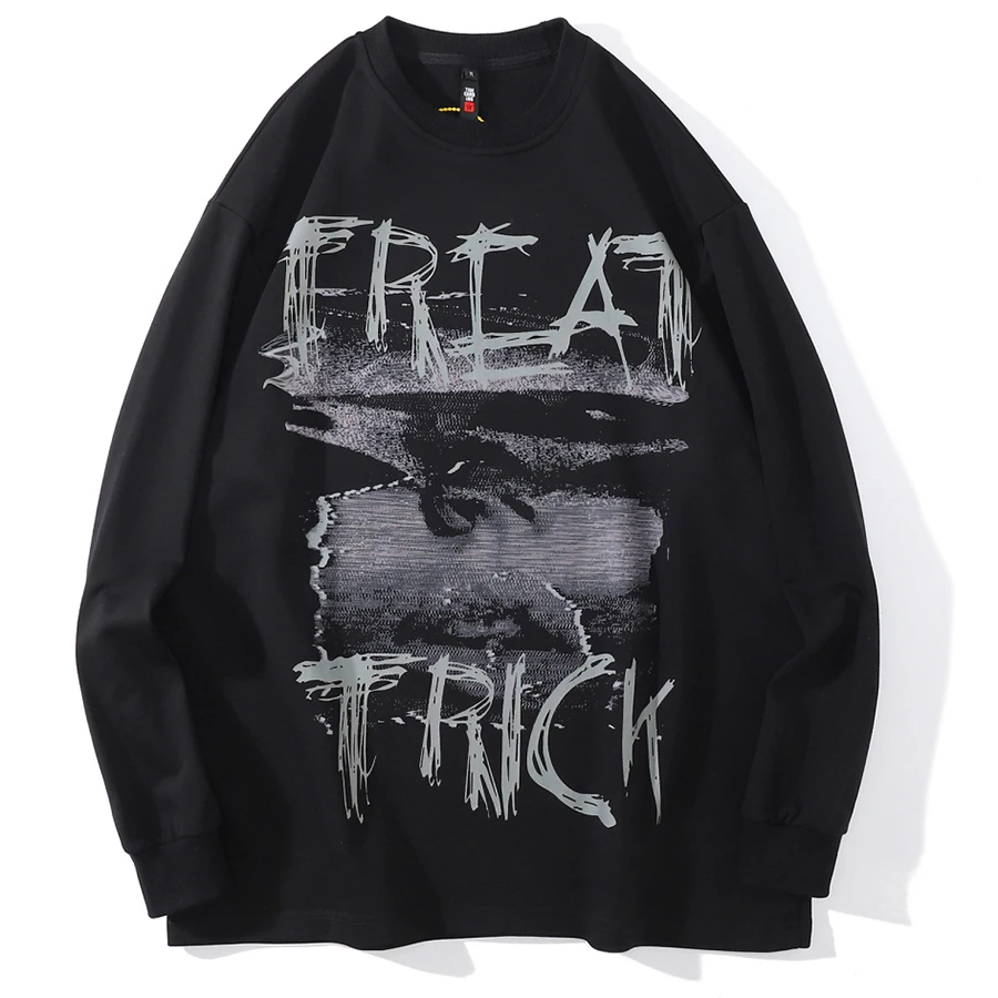 

Men Sweatshirts Graphic Print Japanese Streetwear Hip Hop Hoodie Pullover Sweat Shirt Long Sleeve Harajuku Tops Thin Sweatshirt