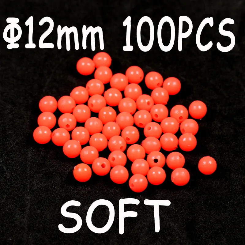 12mm 100pcs red 100 шт зеленые красные круглые мягкие резиновые светящиеся бусины для рыбалки светящиеся донные поводки шары рыболовные снасти Соблазнительные аксессуары - Цвет: 12mm 100pcs red