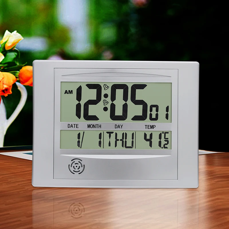 

JIMEI H104 Simple Digital LCD Wall Clock Desk Clock With Alarm Snooze Temperature Calender Time Date Weekday for household use