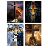 chenistory diy paint by number lion animal for adult on canvas handpainted painting art cross scenery kits drawing gift home de