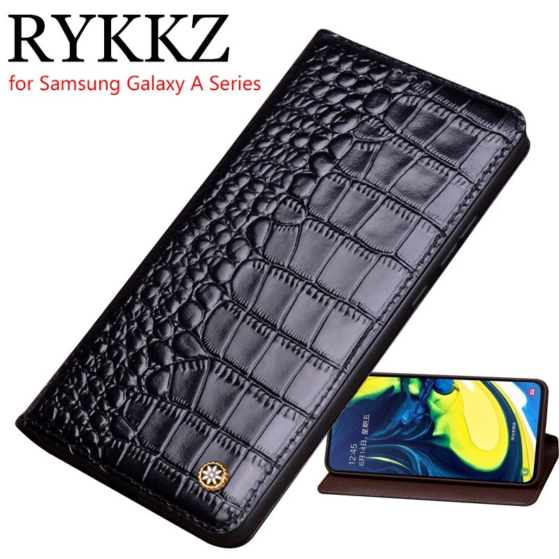 Чехол-книжка из натуральной кожи для Samsung Galaxy A20 A40s A50 чехол на магните A70 A60 A80 чехлы
