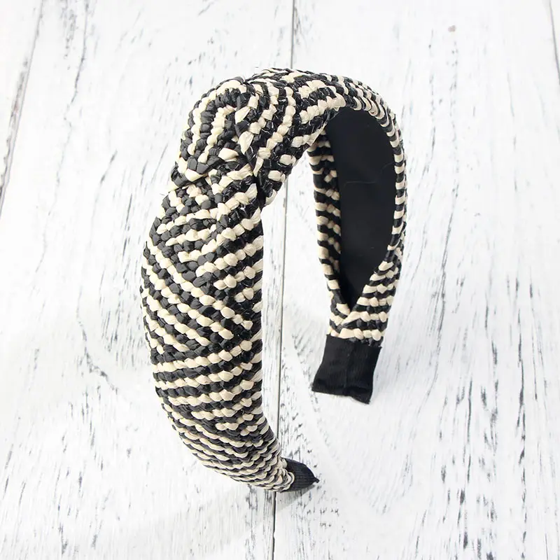 JJFOUCS Новинка Женский ободок для волос соломенный Плетеный богемный широкий