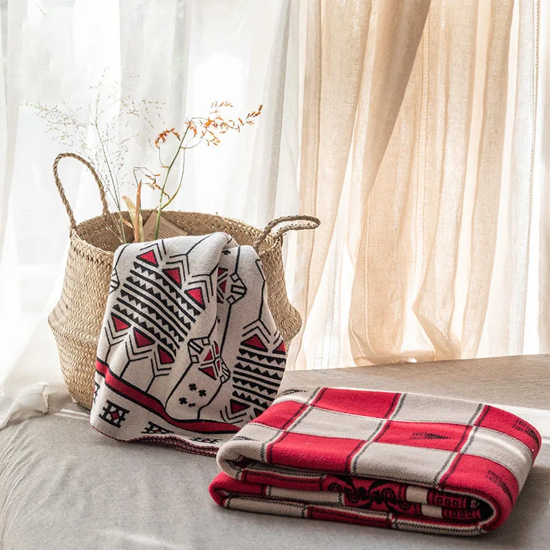 Aggcual new arrive Plaid blanket cotton jacquard Knitted throw sofa cover office lunch break Bedspread Nordic shawl XT52 | Дом и сад
