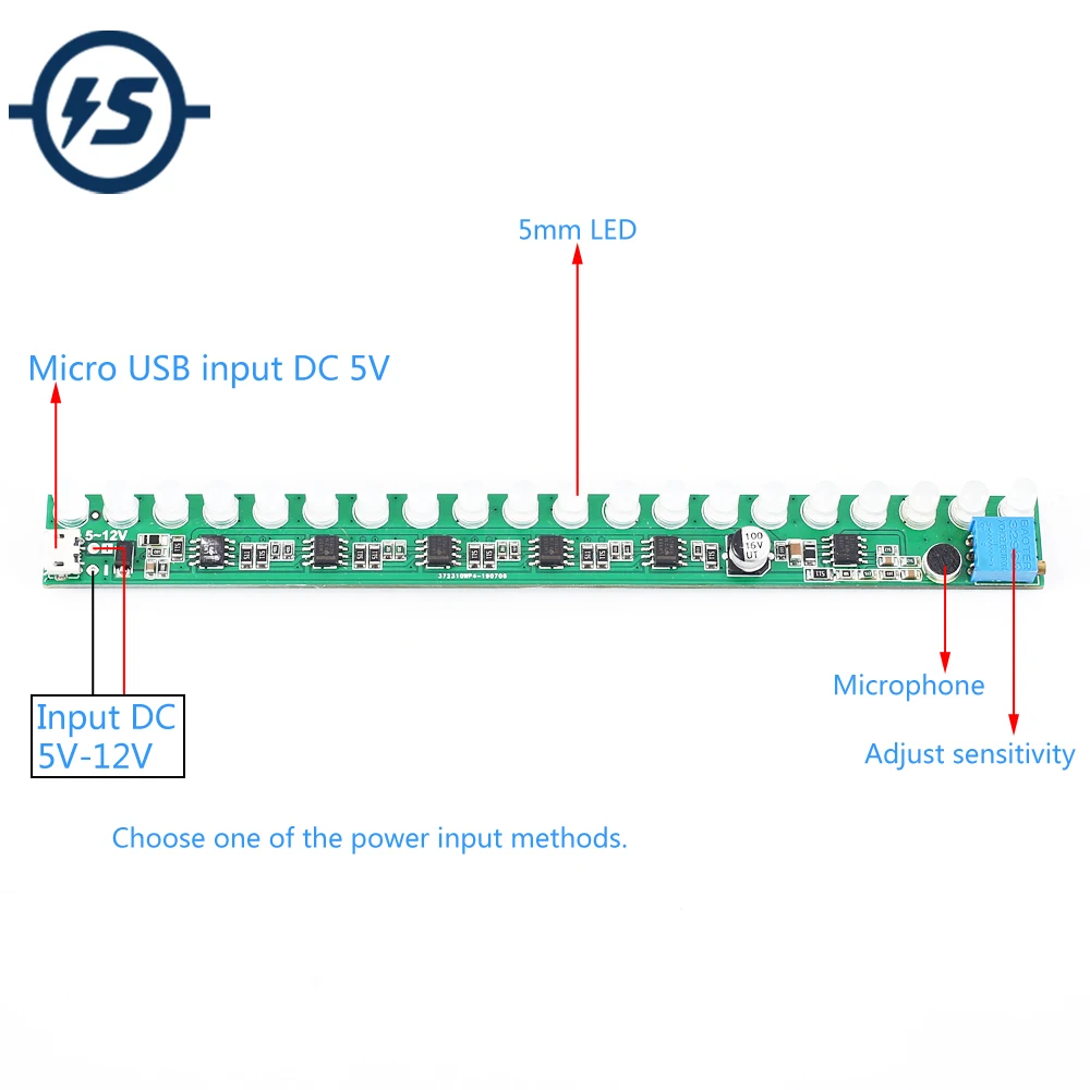 RGB LED датчик звукового контроля модуль дисплея аудиоспектра DC 5V 12V регулируемая