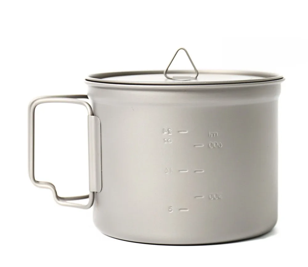 TOAKS POT-900-D115 из чистого титана Сверхлегкая уличная кружка с крышкой и складной ручкой походная посуда 900 мл 124 г