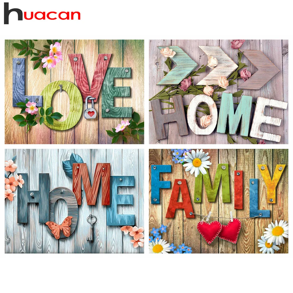 

Алмазная мозаика Huacan, картина 5D «сделай сам» с текстом, полноразмерная, для рукоделия, домашний декор