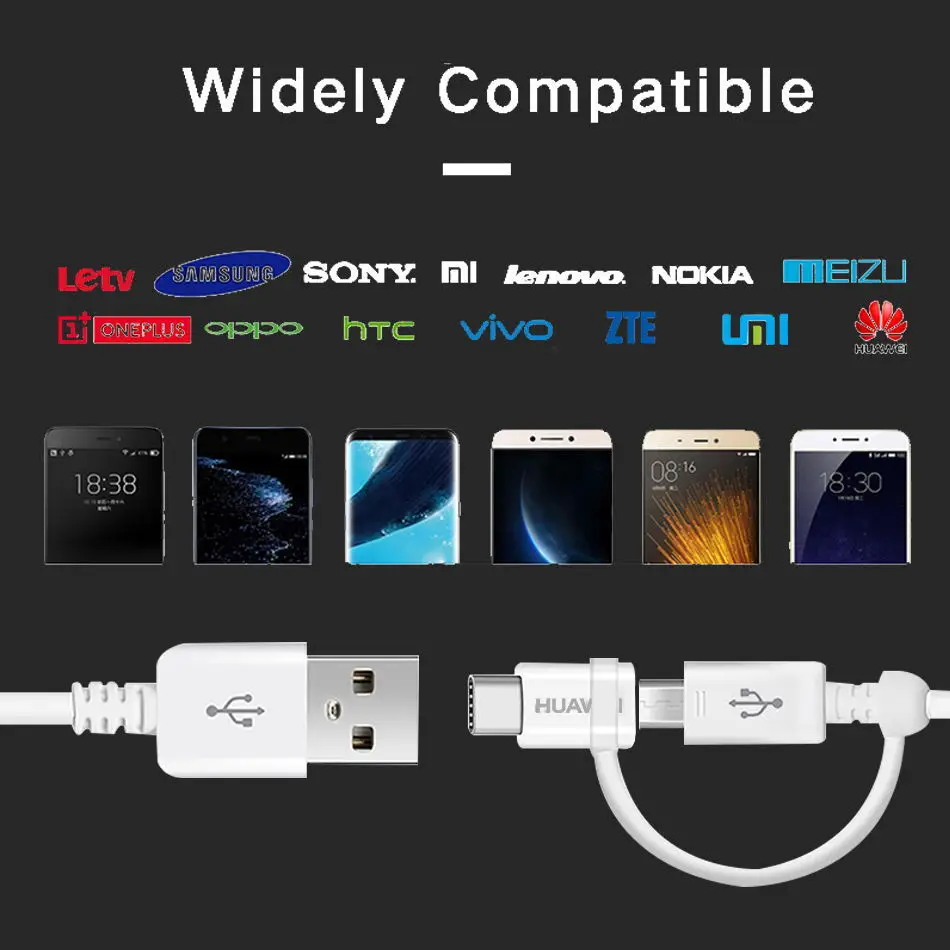 Huawei P20 дорожное зарядное устройство 2 в 1 Micro USB type C кабель 2A 1,5 M type-C зарядный кабель Mate10 Mate9 Pro Lite Honor V10