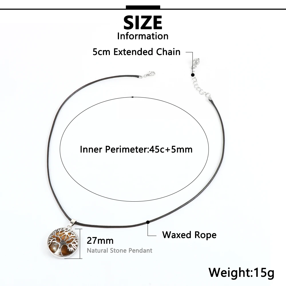 Женское и мужское ожерелье с подвеской из натурального камня аметисты тигровый