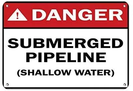 

BIN SHANG Danger Submerged Pipeline Shallow Water Danger Signs Aluminum Metal Sign 8" X 12" inch