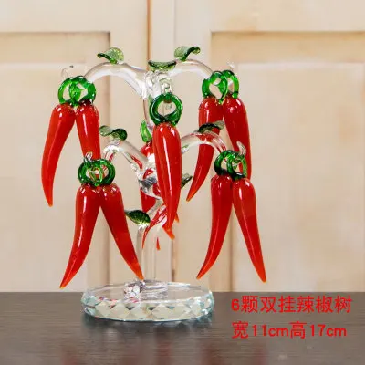 6pcs Doulbe-hang Кристалл творческий день Чили дерево красные огненные украшения винный шкаф гостиная Свадебные украшения домашний декор стола - Цвет: 6pcs Doulbe-hang