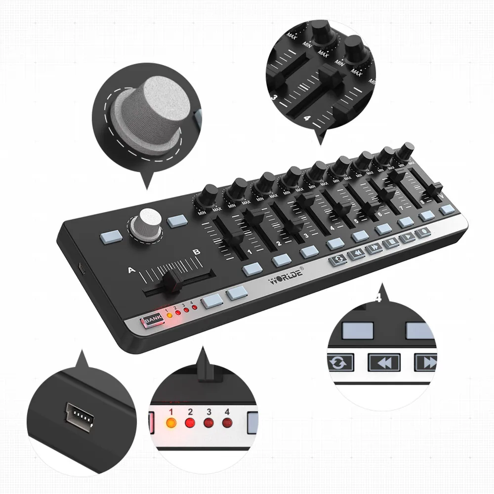 Worlde Easy Control.9 портативный мини-USB 9 Slim-Line Control MIDI ler | Спорт и развлечения
