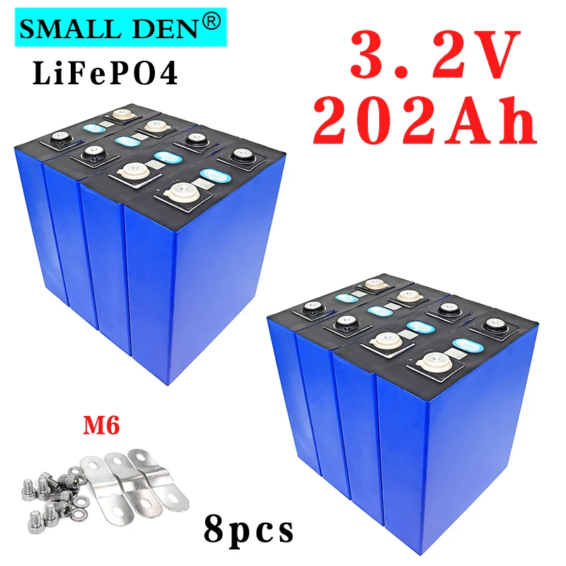 

8pcs NEW 3.2V 202Ah Lifepo4 battery 3.2v 3C Lithium iron phosphate battery DIY 12V 24V Solar storage RV Yacht UPS Power Inverter