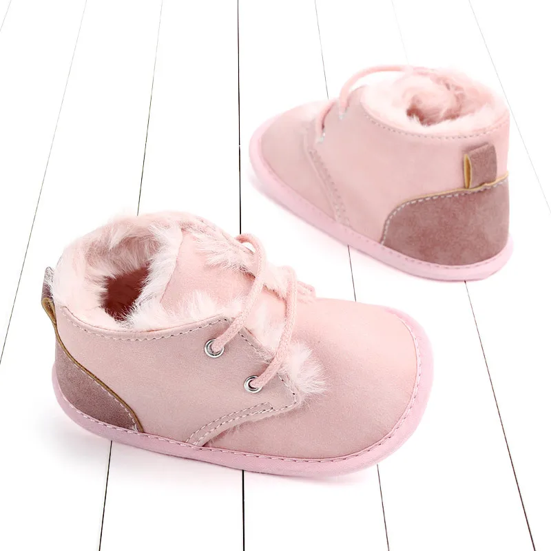 

Winter Autumn Baby Outdoor Boots Anti-slip Toddler First Walking Shoes PU Leather Soft Keep Warm Pure Color Boy Girl Short Boots