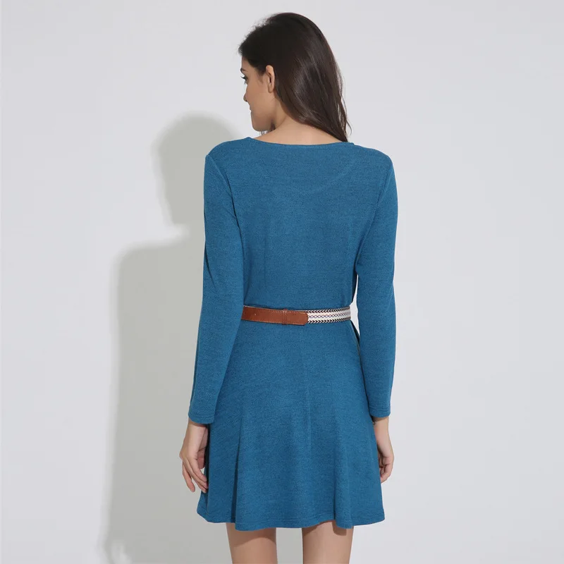 Лидер продаж осенне зимнее однотонное базовое платье большого размера с длинным