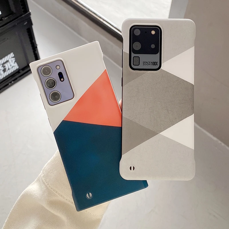 ultrathin matte hard pc frameless phone case for samsung glaxy s20 fe s21 ultra note 20 10 colorful geometry splice back cover free global shipping