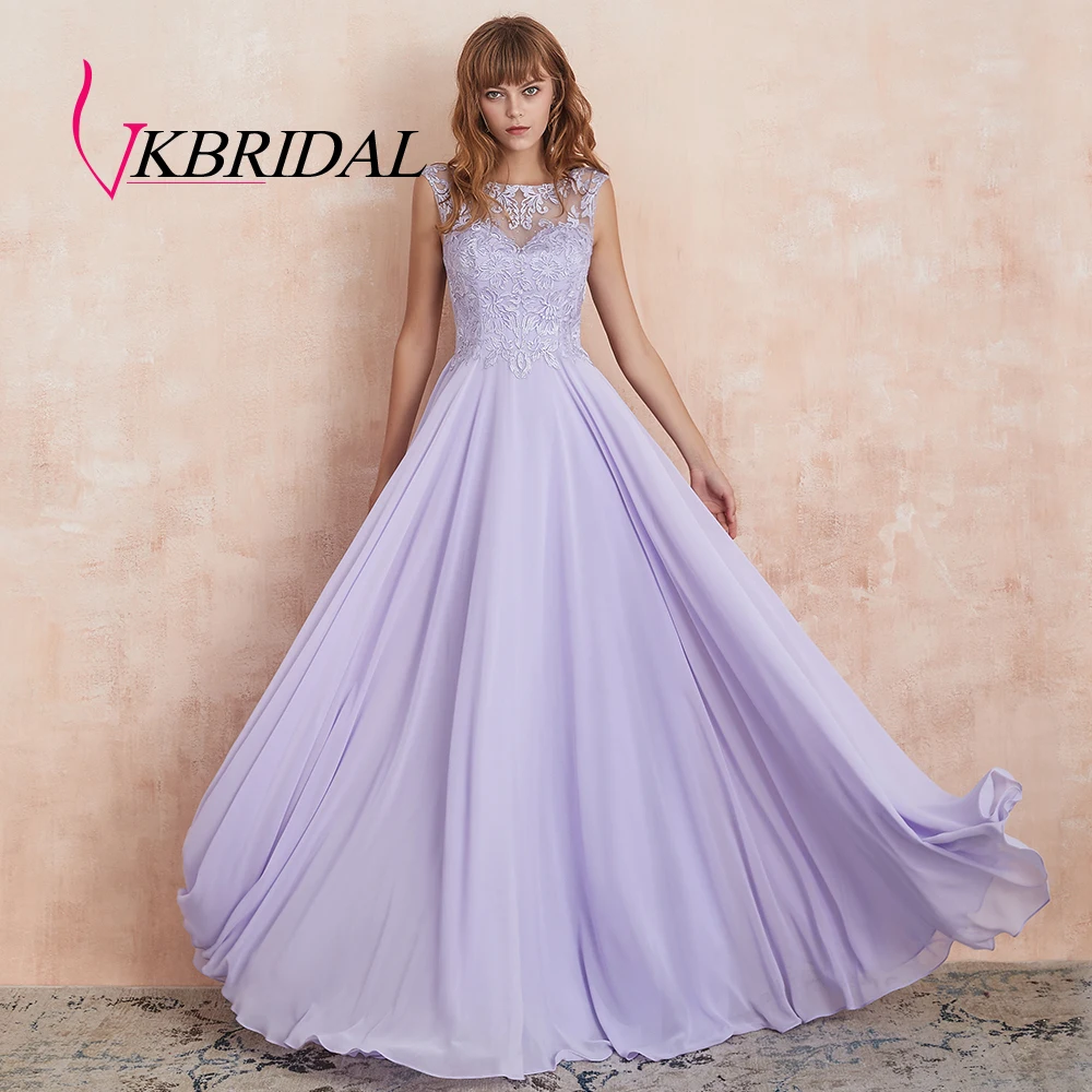 VKbridal майка Иллюзия шеи шифон выпускного вечера свадебные праздничные платья с