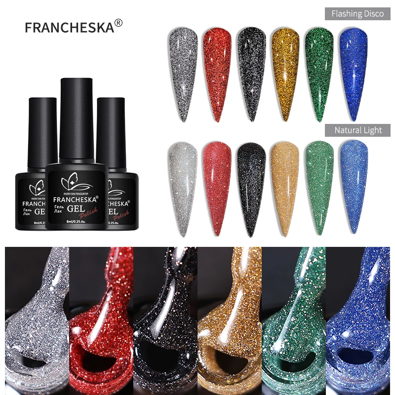 

Блестящий УФ-гель для ногтей, блестящий серебряный лазерный Гель-лак для ногтей, Платиновый гель, фототерапия, блестящий дискотечный гель 8 ...