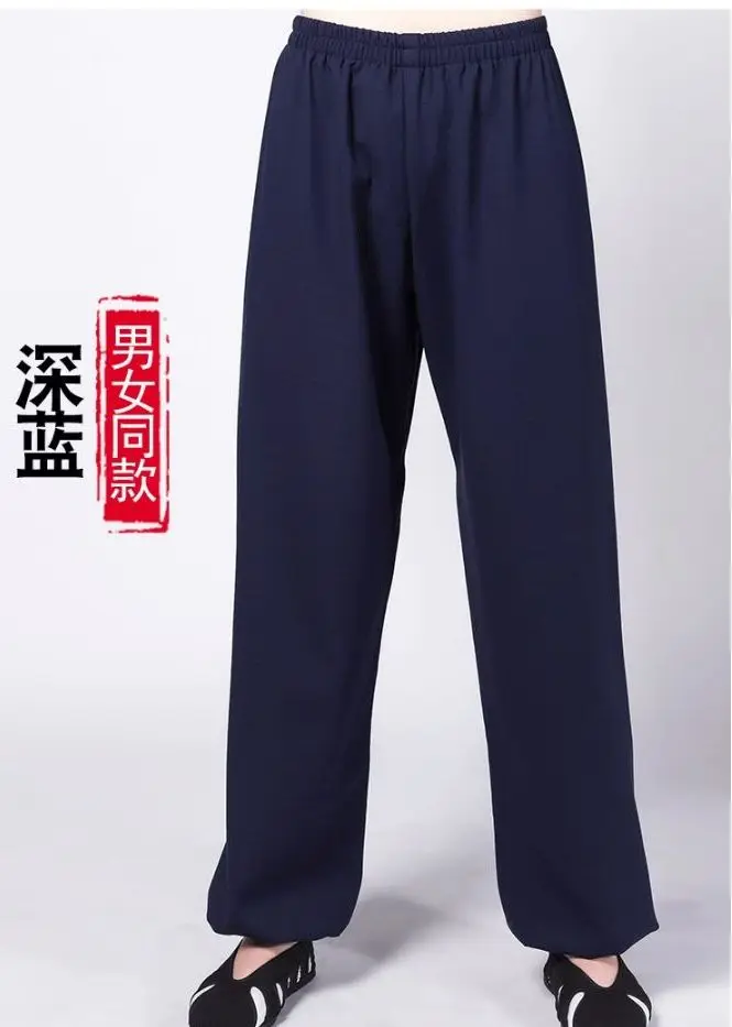 Unisex Autumn&ampWinter top quality linen wushu kung fu training pants Wudang tai chi taiji trousers martial arts bloomers red/blue | Спорт и