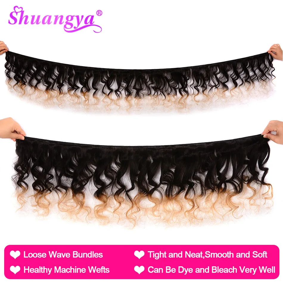 Shuangya волосы перуанские свободные волнистые пучки 3 пучка предложения Омбре T1B/27