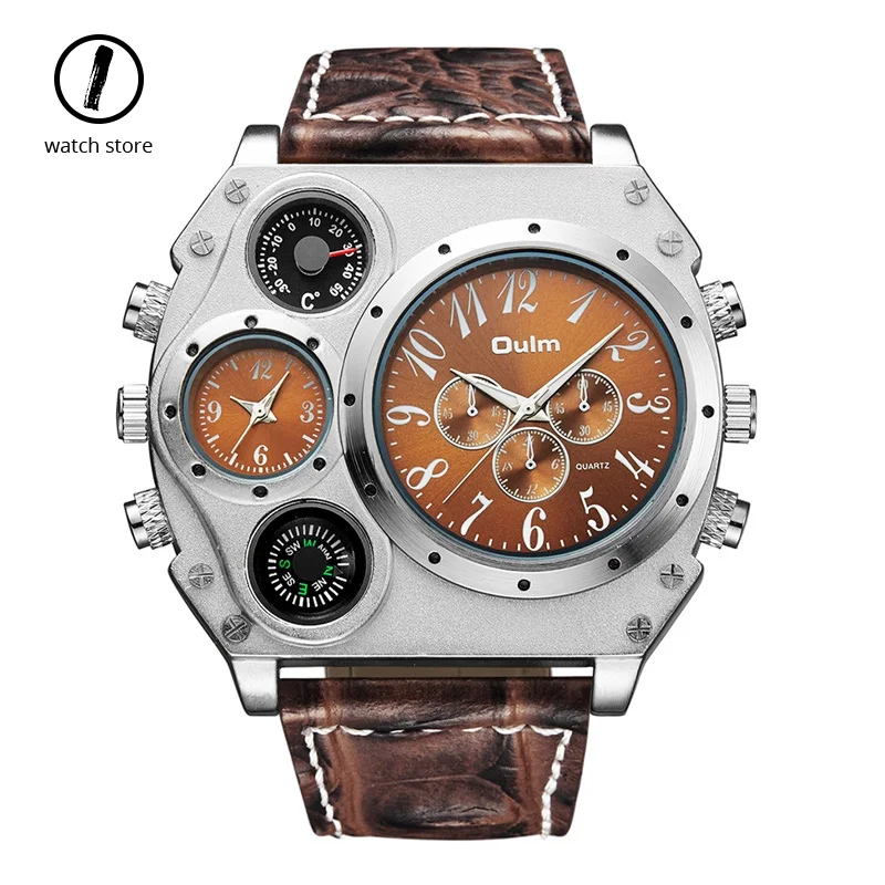 Мужские кварцевые наручные часы с большим циферблатом в стиле ретро|Мужские