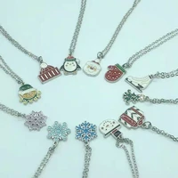 christmas lady necklace pendant snowman snowflake skate lady winter necklace