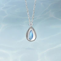 trendy necklace 925 silver jewelry with moonstone water drop shape pendant accessories for women wedding party gift wholesale