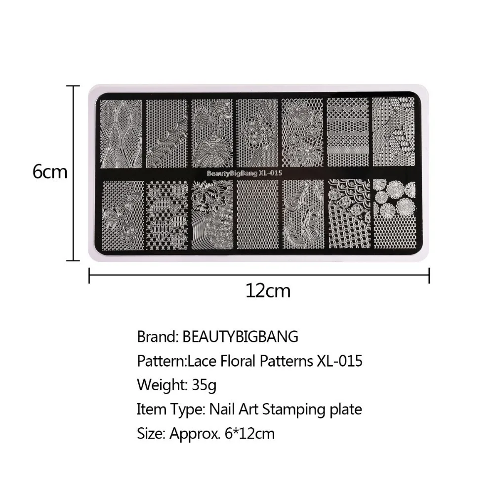 BeautyBigBang штамповочные пластины кружевной цветок перо бабочка изображение из