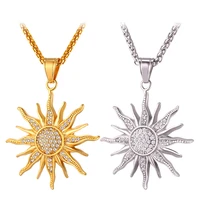 collare sunflower necklaces pendants gold color stainless steel rhinestone choker necklace women jewelry pendant men p027
