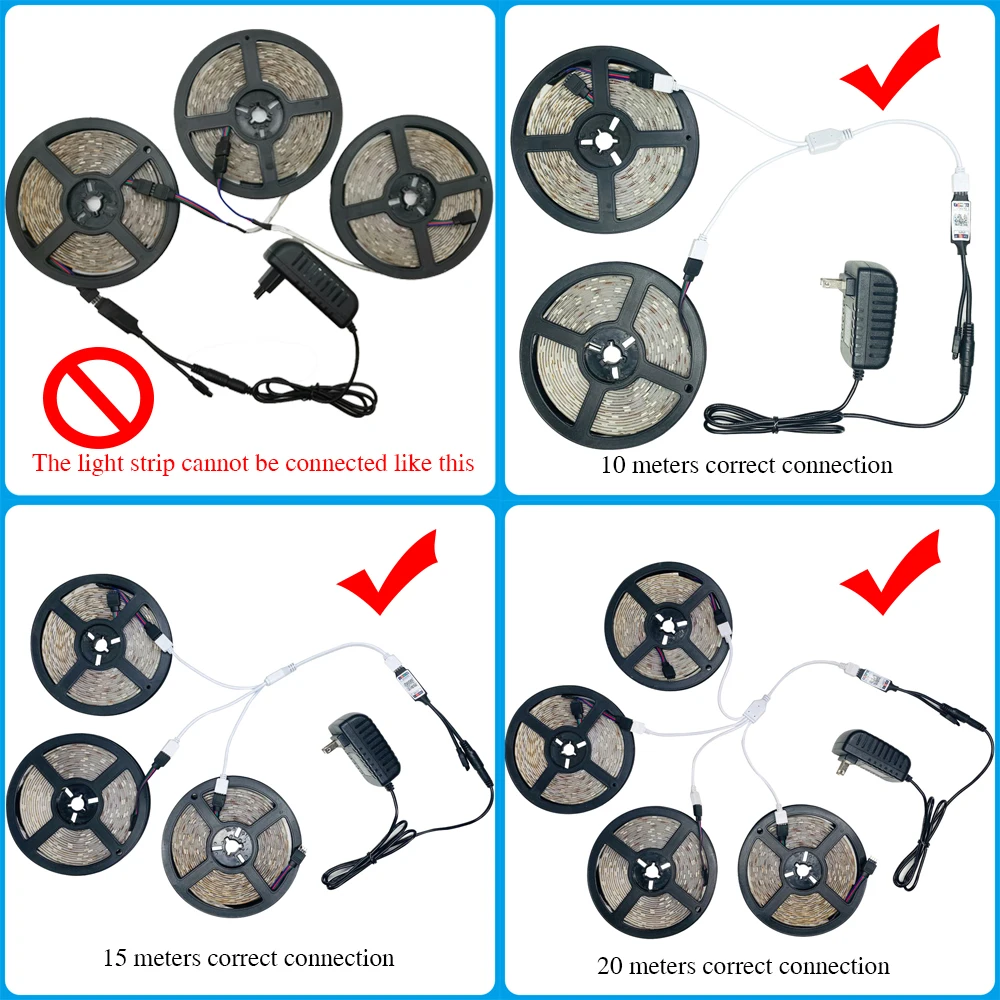 

20M LED Strip Lights RGB 5050 SMD 2835 Bluetooth Led NoWaterproof TV BackLight Lamp Night light Luminous String For Bedroom DC