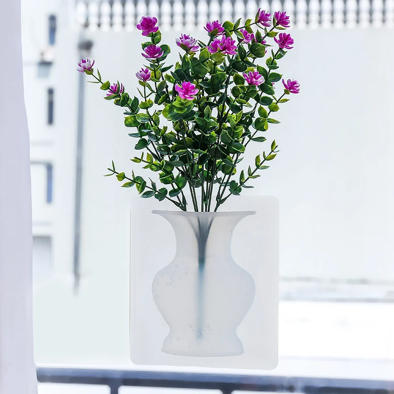 Волшебная Мягкая силиконовая ваза стикер цветочный горшок вазы для растений