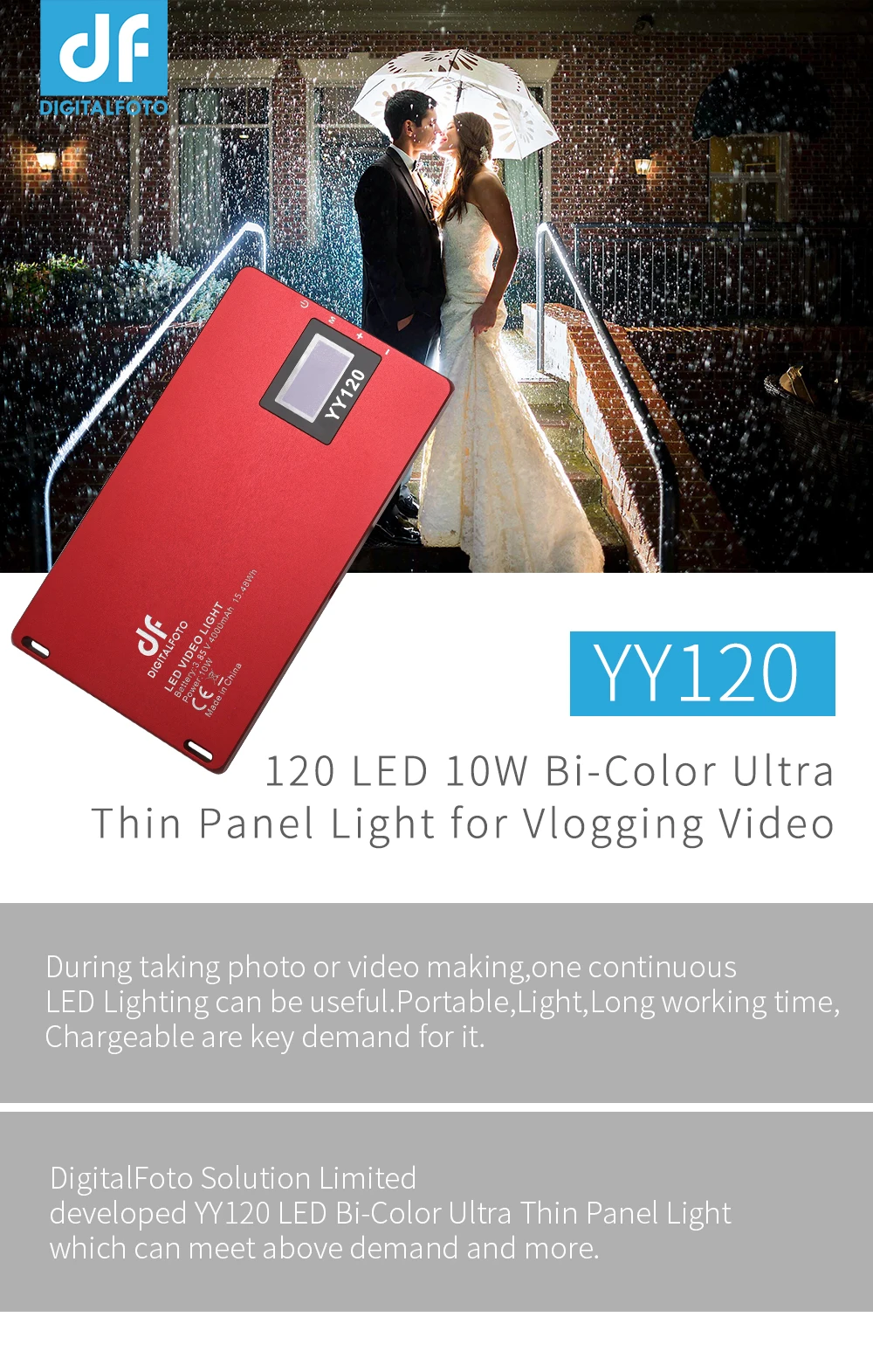 DigitalFoto YY120 светодиодный двухцветный ультратонкий панельный светильник 10 Вт с регулируемой яркостью для видеосъемки DSLR YouTube photo studio