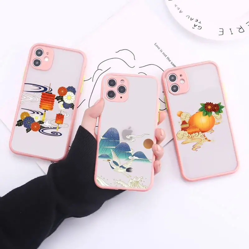 

Kanagawa Waves Carp Crane Simple Matte Bumper Phone Case For iphone12 11 Pro Max X XS Max XR 7 8 Plus 12mini Shockproof Cover
