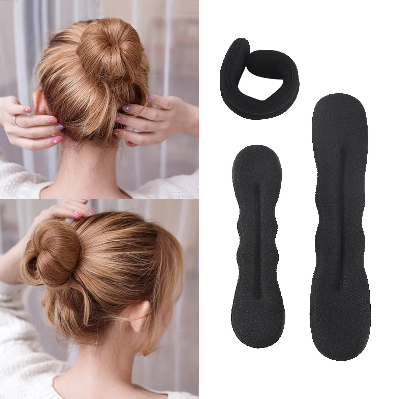 

Multi-size Sponge Black Hair Styling Donut Bun Curler Ring Magic Foam Donut Twist Tool Hairpin 17 Cm and 23 Cm