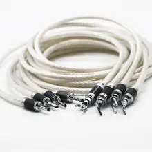 Hi-End 5NOCC Silver Plated HIFI SPeaker cable banana to spade plug  Speaker Wire for Audiophiles and HiFi Systems
