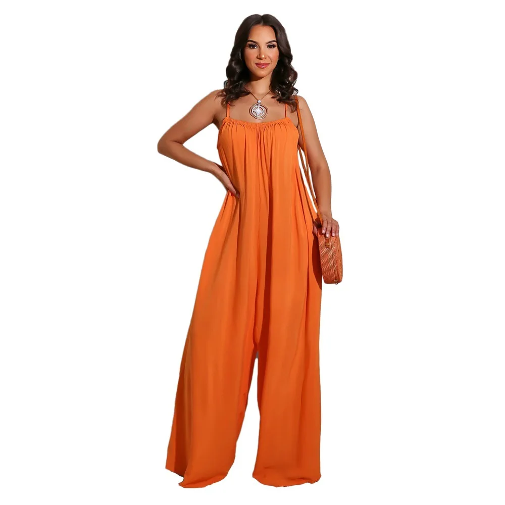 

S-XL Sexy Halter Jumpsuit For Women High Waist Leak Back Slim Casual Straight Pants 2021 Summer Fashion New Solid Color Slacks