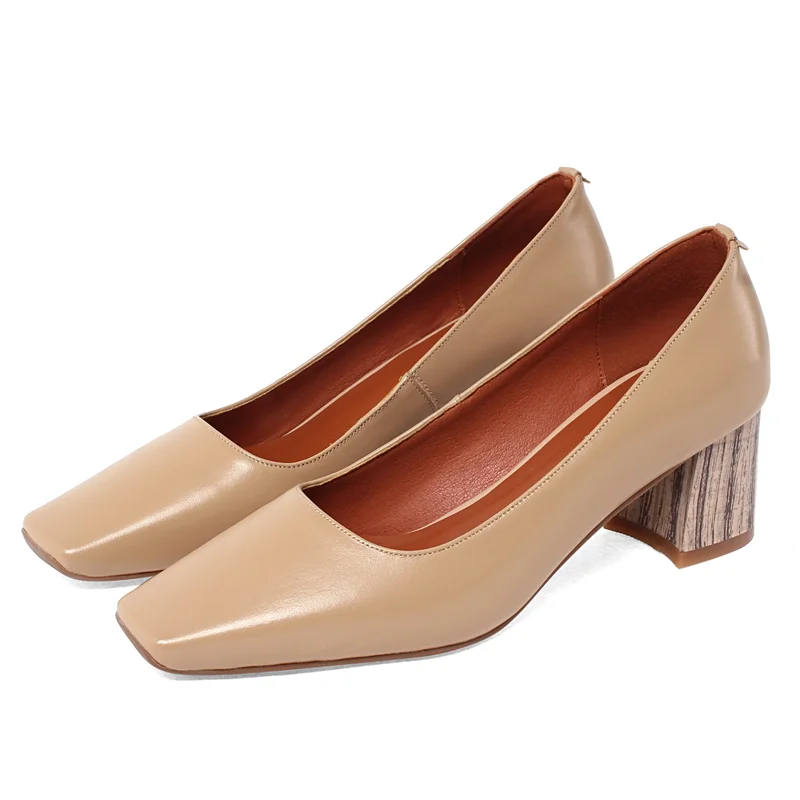 Женские туфли-лодочки с квадратным носком FEDONAS черные туфли из натуральной кожи