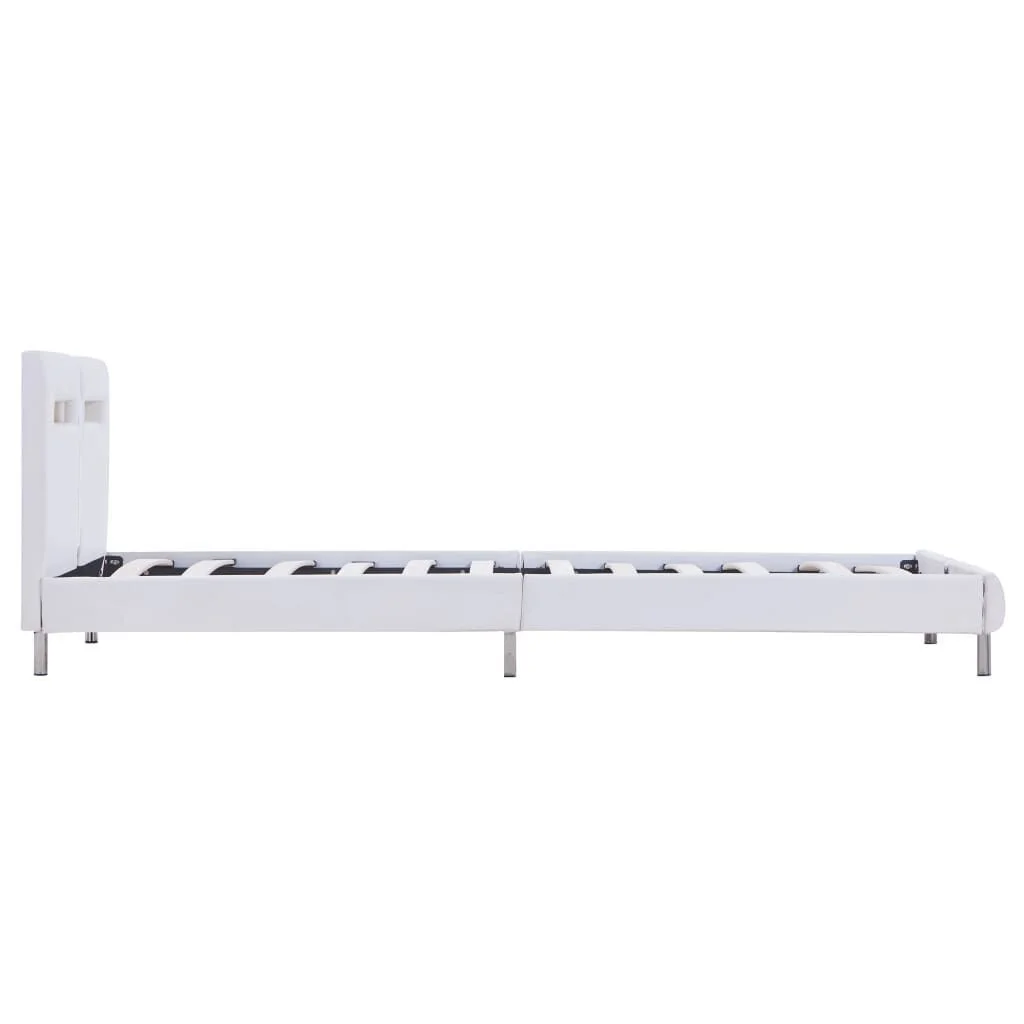 vidaXL Bed Frame with LED White Leatherette 90 x 200 cm |