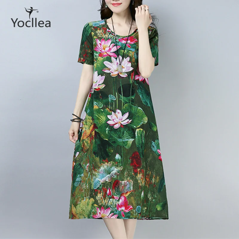 Летняя футболка с короткими рукавами принтом в винтажном стиле платье для женщин