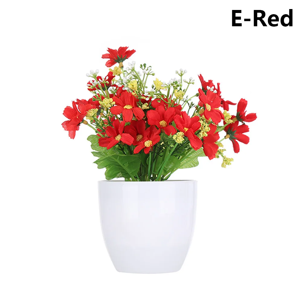 E-Red 1 комплект искусственный пластиковый бонсай заменитель пены в горшке реалистичные растения Настольный орнамент топиарная сосновая дерево украшение для дома ремесла - Цвет: E-Red