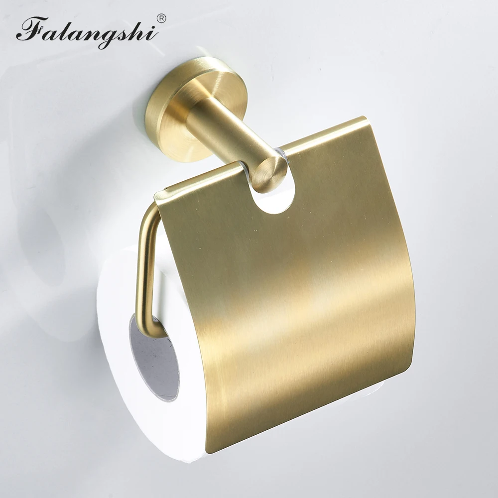 falangshi bathroom accessories robe hooks towel ring toilet brush holder soap dish bathroom hardware set gold brushed wb8834 free global shipping