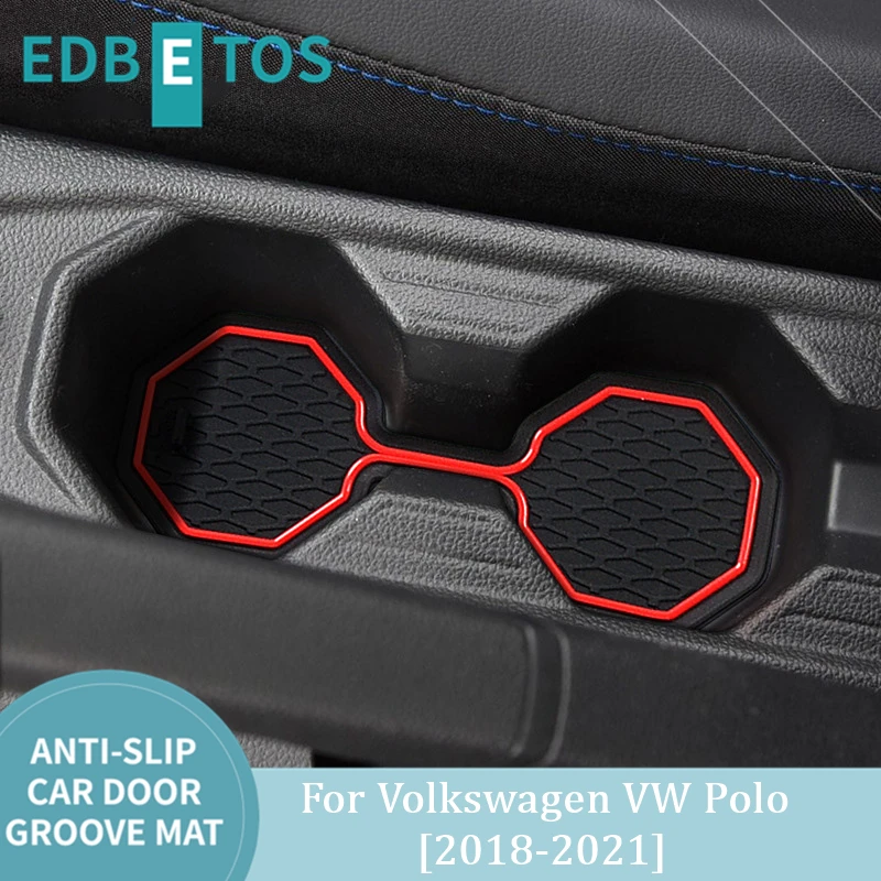 

Anti Slip Door Groove Mat For Volkswagen VW Polo MK6 AW 2018 2019 2020 2021 Gate Slot Pad Non-Slip Cup Mats Accessories