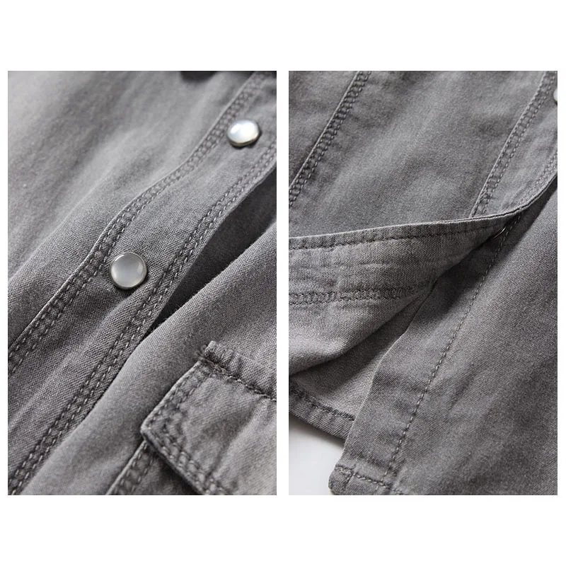 

Europe Women Denim Blouses Shirts Long Sleeve Vintage Grey Blue Jean Overshirt Loose Casual Streetwear Fashion Tops Autumn