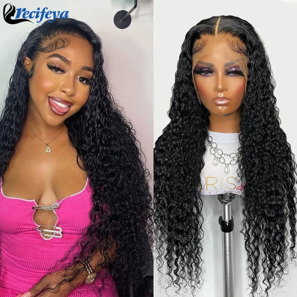 Brazilian Water Wave Lace Front Wig 30 Inch 100% Remy Human Hair Lace Wigs Water Wave Wig Transparent Lace Curly Humsn Hiar Wig