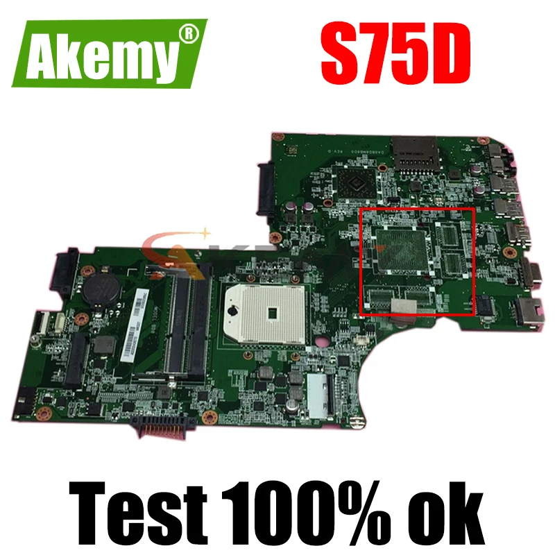 Материнская плата AKEMY A000243670 DA0BD8MB8D0 для ноутбука toshiba S75D socket FS1 DDR3, материнская плата