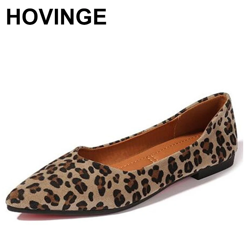 

HOVINGELadies flock flat shallow sexy pointy toe leopard moccasins woman mixed color pregnant moccasins soft leopard sneakers