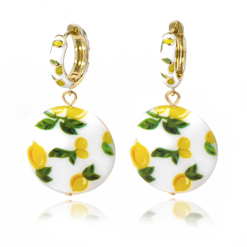 

Lost Lady Cute Lemon Drop Earrings for Women Resin Fruit Large Statement Earrings Wholesale Jewelry Female Bijoux Dropshipping